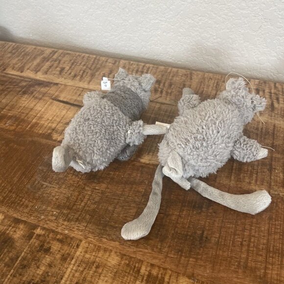 Gray CHRISTMAS Mouse Plush Ornament Set Of 2 Mice Soft Bean Bag Decoration - Picture 7 of 9